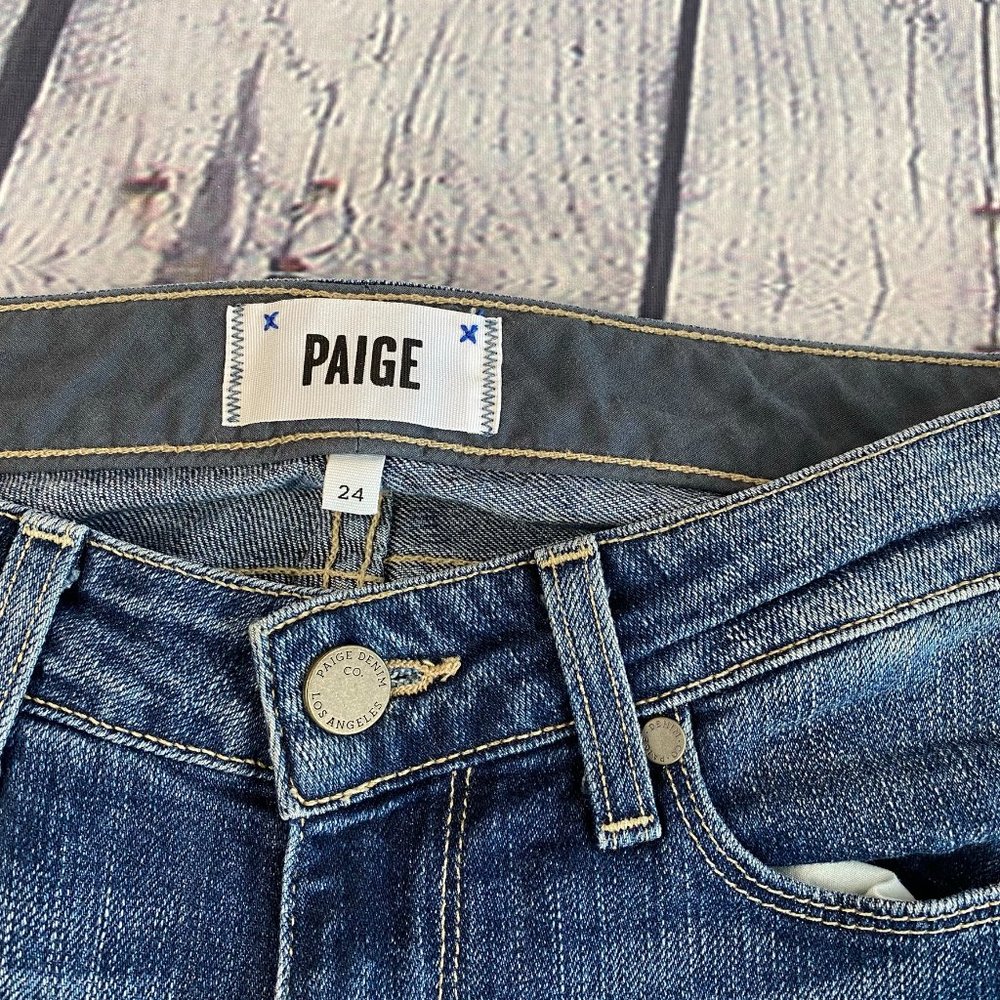 Paige Skyline Ankle Peg Raw Hem Skinny Jeans 24 - Picture 3 of 5
